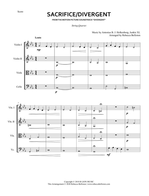 Sacrifice (Arr. Rebecca Belliston) - Junkie Xl (String Quartet)