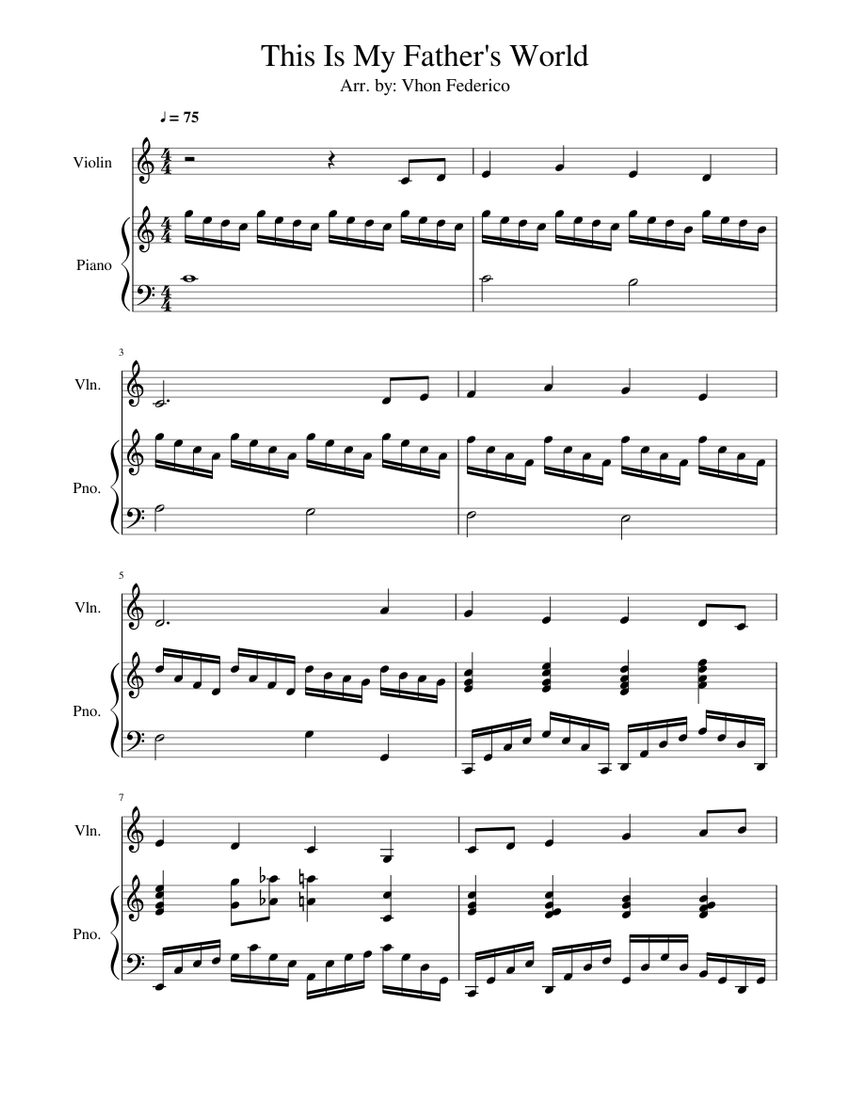 This Is My Father's World Sheet music for Piano, Violin (Solo ...