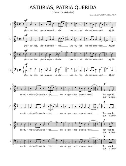 Asturias, patria querida - Spanish song SATB