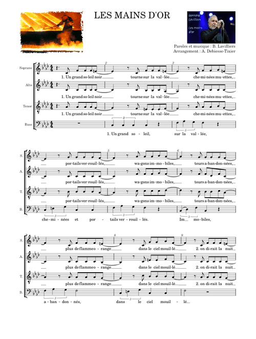 Les mains d'or - Bernard Lavilliers  SATB MuseScore