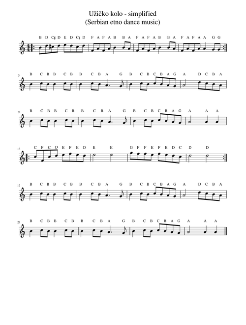 Užičko kolo simplified (monotonic, single finger play)