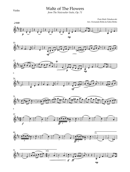 Waltz of The Flowers - from Nutcracker (P. I. Tchaikovsky) for Violin Solo (Arr. Fabio Britto) - Piotr Ilitch Tchaikovsky (Violin Solo)