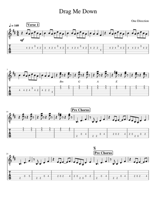 Drag me Down - Guitar