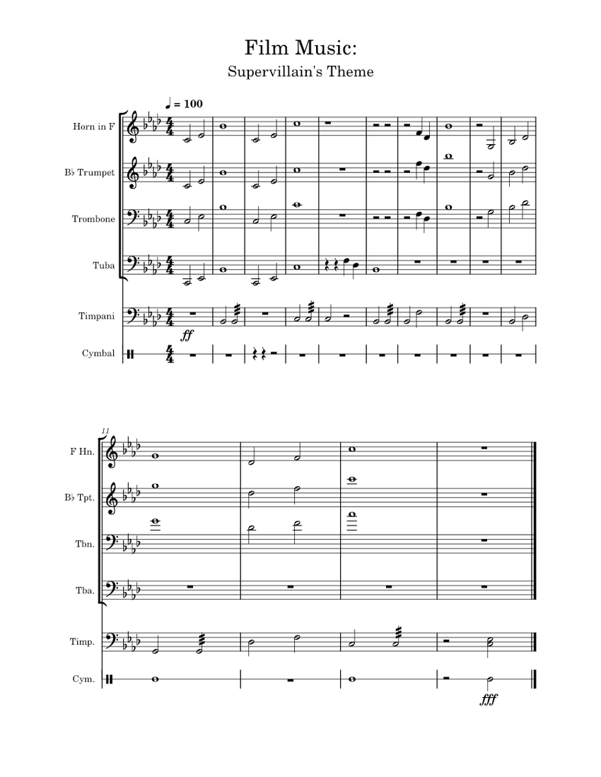 Film Music: Super Villain's Theme - Jaydyn Sheet Music for Trombone ...