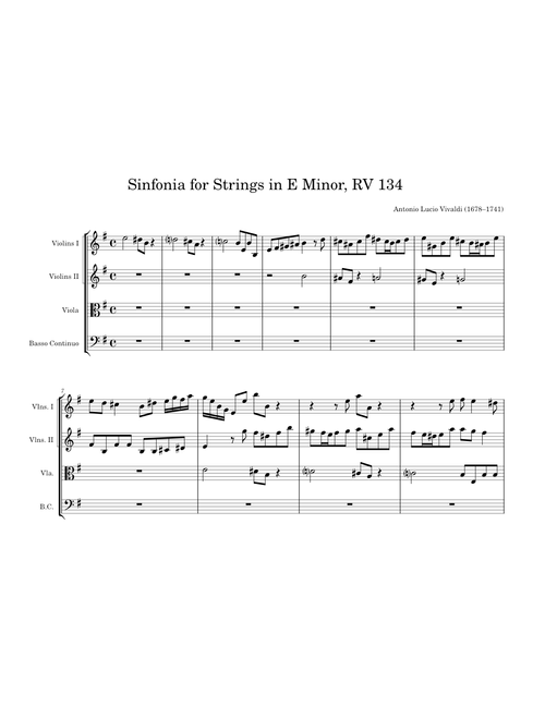 Vivaldi—Sinfonia for Strings in E Minor, RV 134