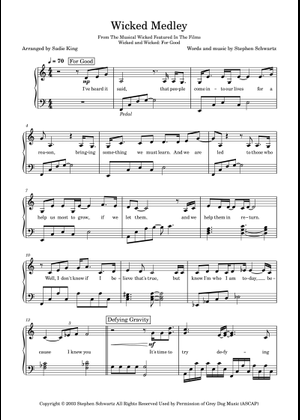 Wicked score Sheet Music for Piano (Solo) | MuseScore.com