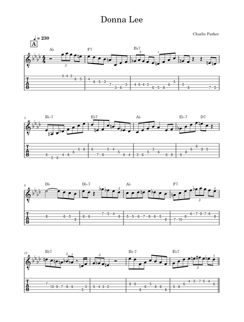 Donna Lee guitar tab