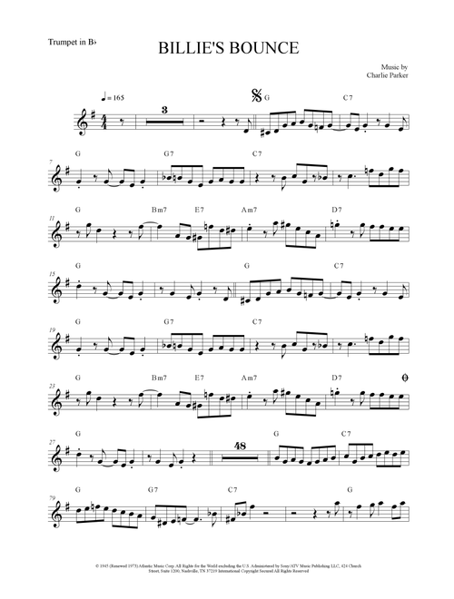 Billie's Bounce (bill's Bounce) (Arr. The Sheet Music Library) - Charlie Parker (Trumpet Solo)