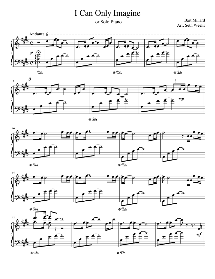 I Can Only Imagine Sheet Music for Piano (Solo) | MuseScore.com
