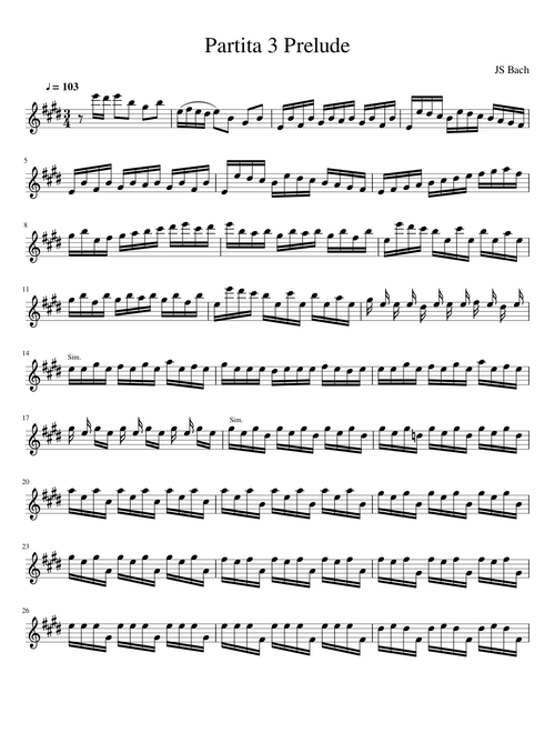 Bach Partita 3 Prelude