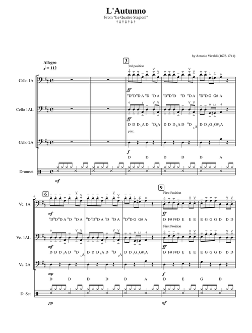 Autumn by Antonio Vivaldi Theme Cello parts ADAPTED