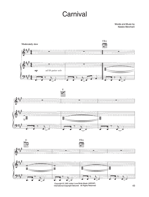Carnival - Natalie Merchant (Piano-Vocal-Guitar)