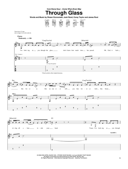 Through Glass - Stone Sour (Guitar Tab)