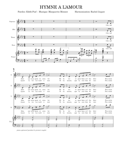 L'hymne à l'amour SATB