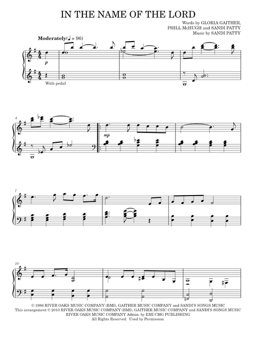 In the name of the lord - Sandi Patty (Piano Solo)