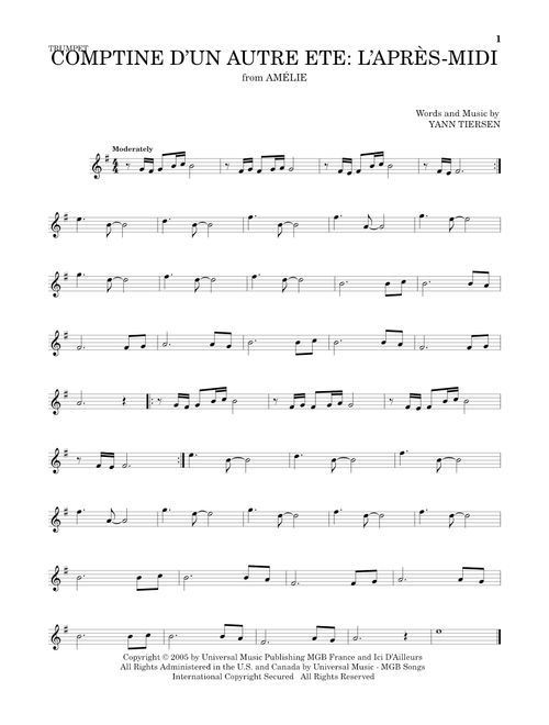 Comptine d'un autre été: L'après-midi (from Amelie) - Yann Tiersen (Trumpet Solo)