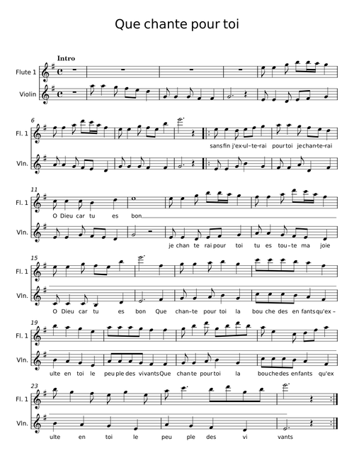 Que chante pour toi