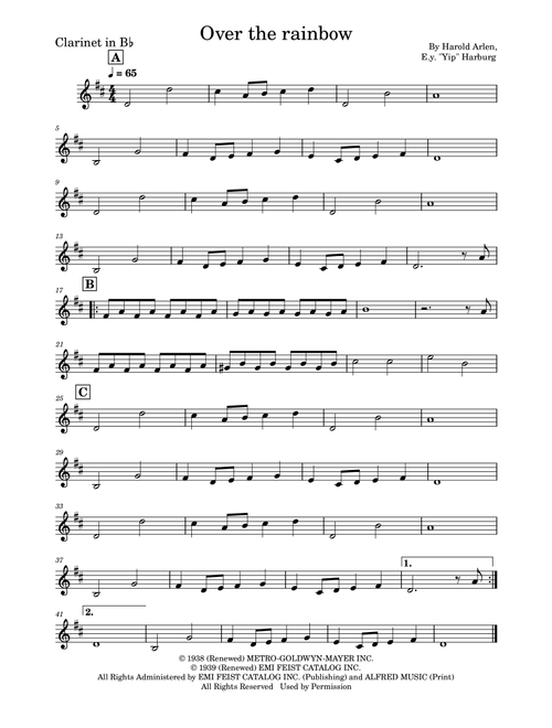 Over The Rainbow (Arr. SMLStar) - Judy Garland (Clarinet Solo)