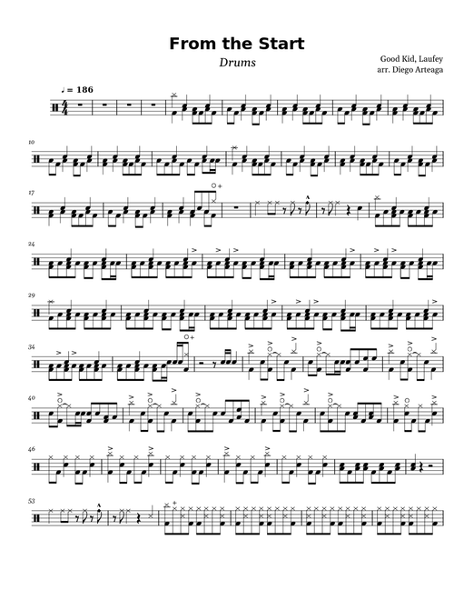 From the Start (Drums Sheet Music / Tabs)