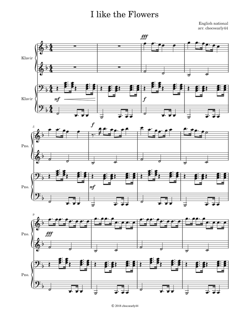 I like the Flowers English Traditional Sheet music for Piano (Piano