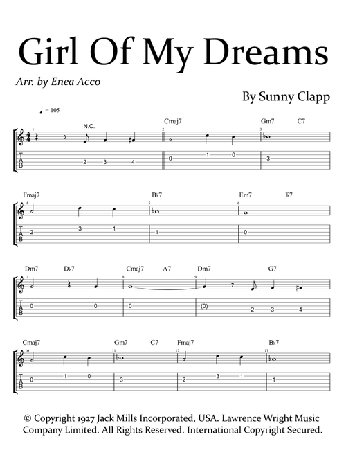 Girl Of My Dreams (Arr. Enea Acco) - Sunny Clapp (Lead Sheet - Fake Book)
