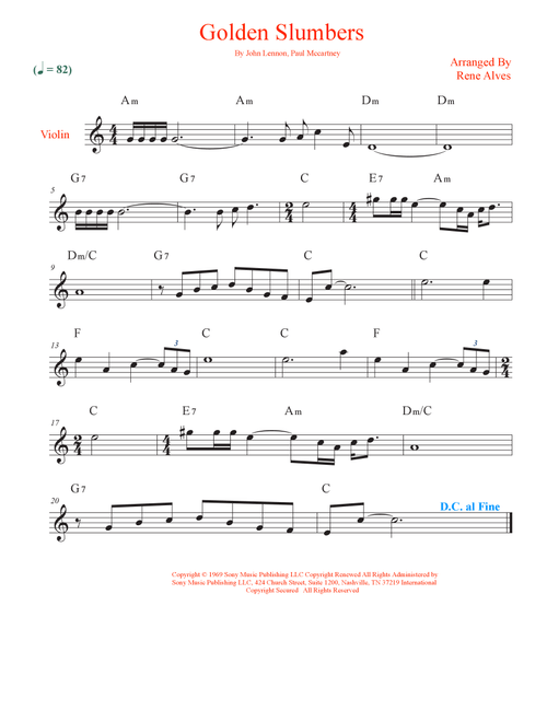 Golden Slumbers (Arr. Rene Alves) - The Beatles (Violin Solo)