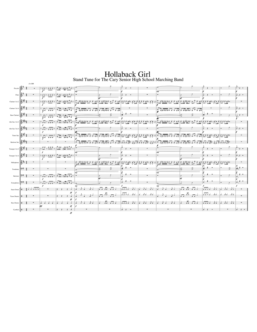 Hollaback Girl Sheet music for Trombone, Tuba, Flute piccolo, Flute
