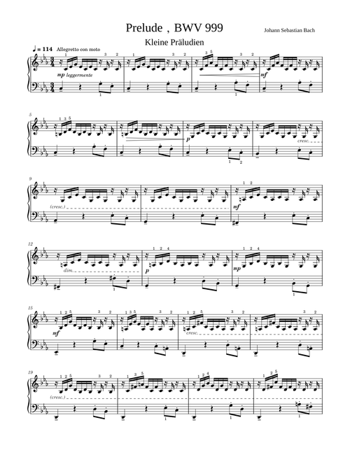 Bach: Little Prelude in C minor, BWV 999