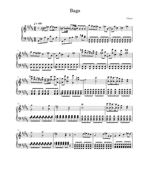 Bags (Arr. Clairo) (Piano Solo)