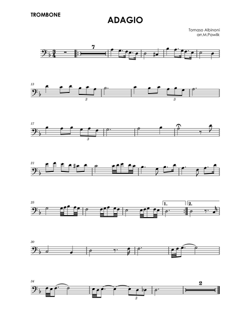 Adagio (Arr. Marek Pawlik) - Tomaso Albinoni (Trombone and Piano)