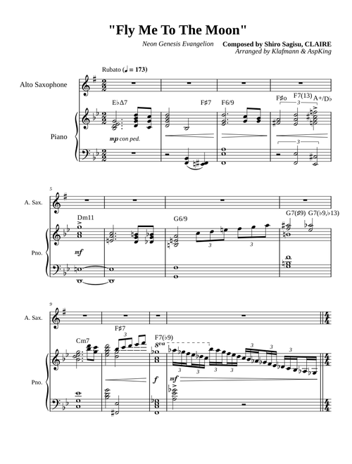 Fly me to the moon – Shirō Sagisu - Neon Genesis Evangelion - Piano and Saxophone