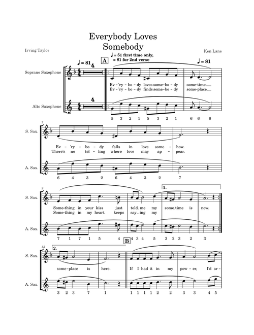 Everybody loves somebody – Dean Martin (Sax Duet)