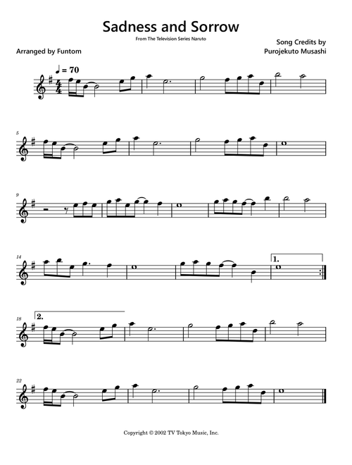Sadness And Sorrow (Arr. Funtom) - Purojekuto Musashi (Violin Solo)