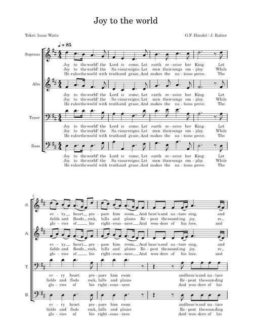 Joy to the world, Händel, arr Rutter
