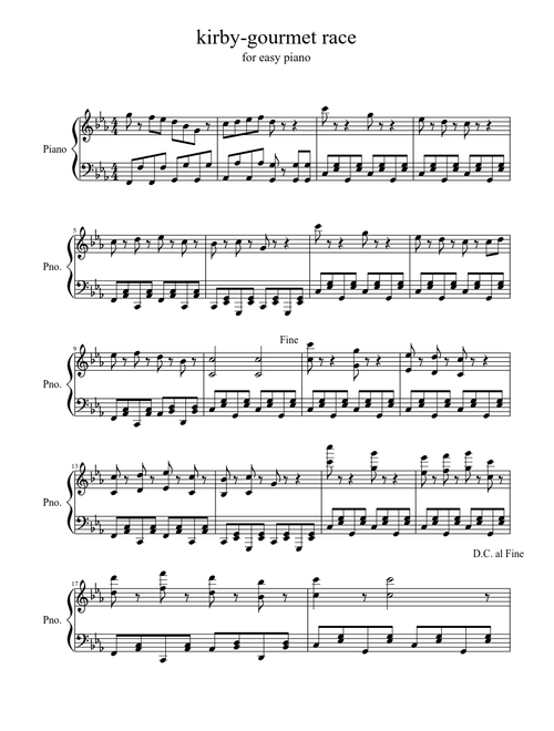Kirby Super Star Ultra - Gourmet Race Easy Piano