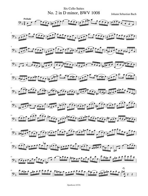 Bach - 6 Cello Suites - No.2 in D minor, BWV 1008