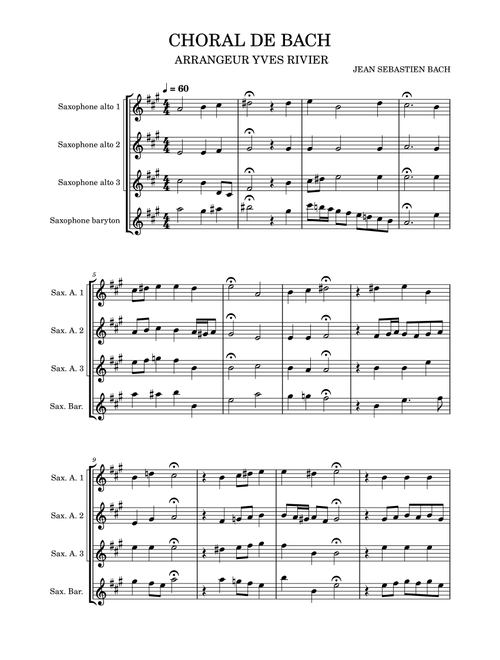 CHORAL (Arr. Yves Rivier) - Bach (Small Ensemble)