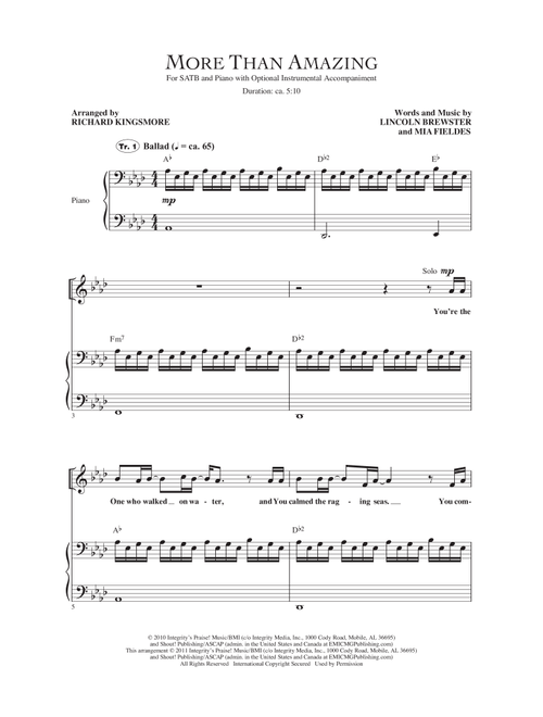 More Than Amazing (Arr. Richard Kingsmore) - Lincoln Brewster (Choral, SATB)