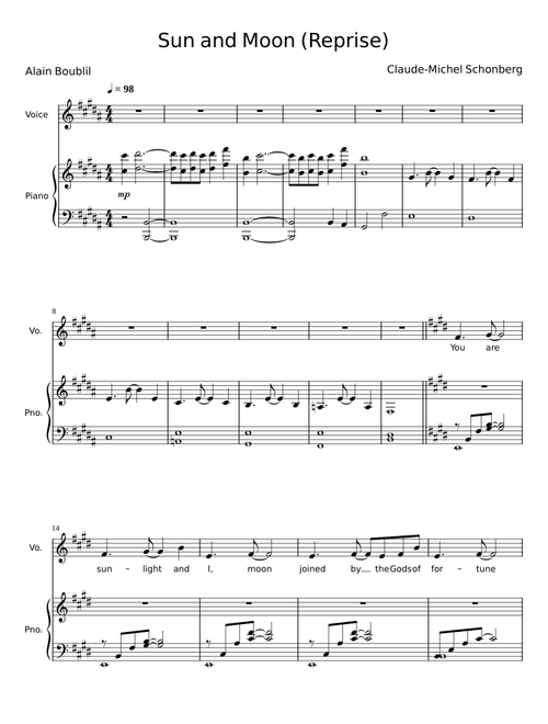 Sun And Moon - Alain Boublil and Claude-Michel Schönberg