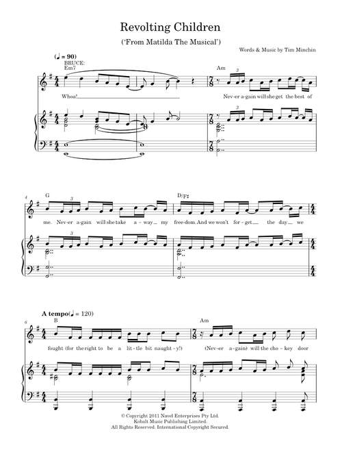 Revolting Children ('From Matilda The Musical') - Tim Minchin (Piano Vocal)