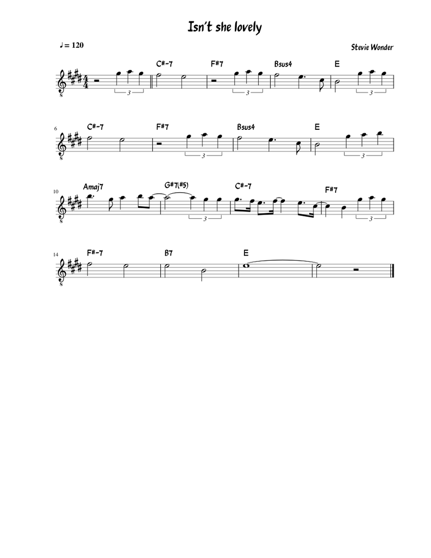 Isn't she lovely Sheet Music for Guitar (Solo) | MuseScore.com