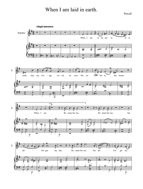 Dido's Lament (When I am laid in earth) (in Em) - Henry Purcell