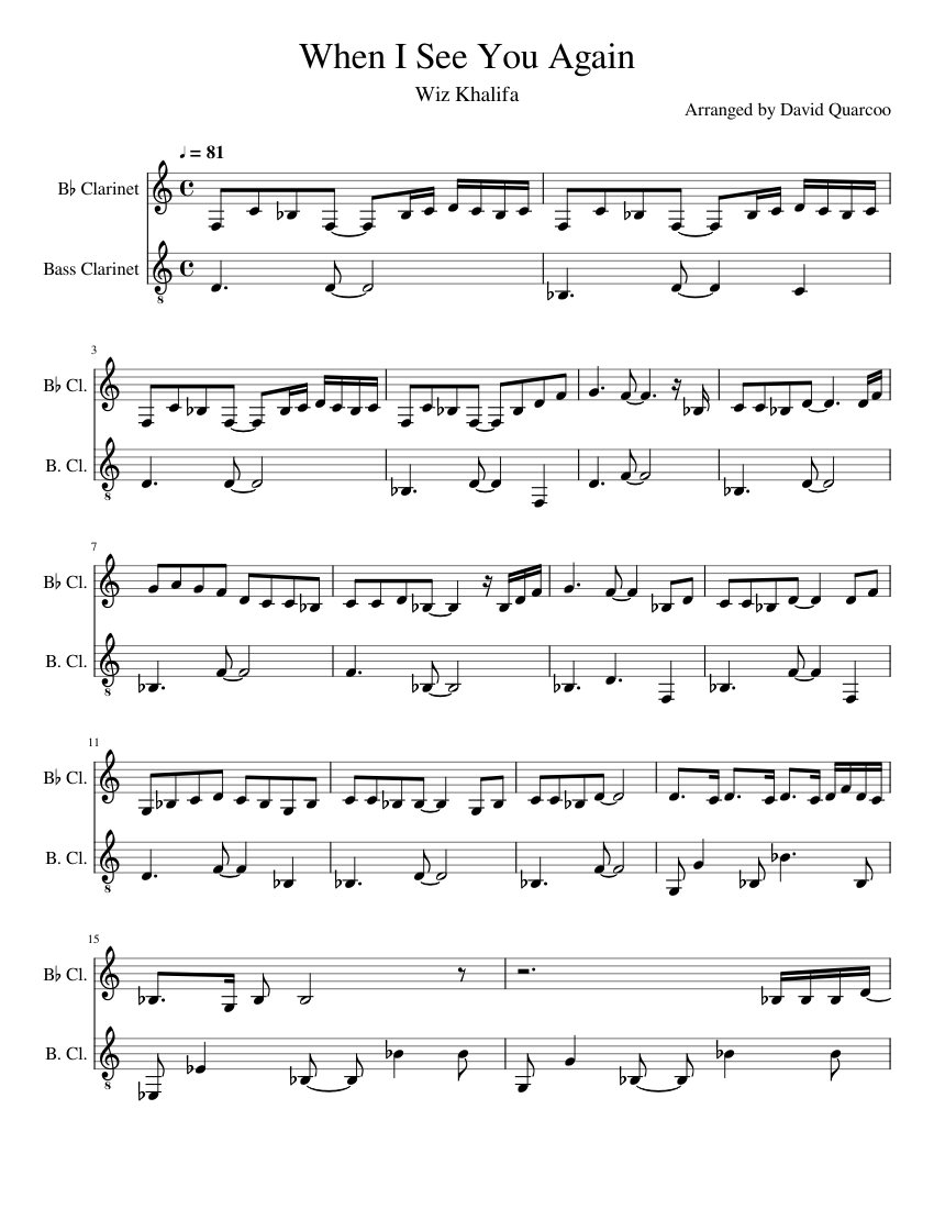 See you again music project Sheet music for in bflat