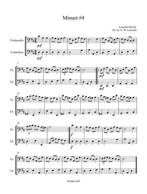 Minuet #4 (Arr. Nick Lacanski) - Mozart, Leopold (Instrumental Duet)
