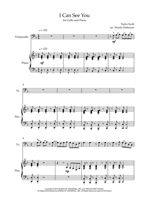 I Can See You (Arr. Wendy Hellmann) - Taylor Swift (Cello and Piano)