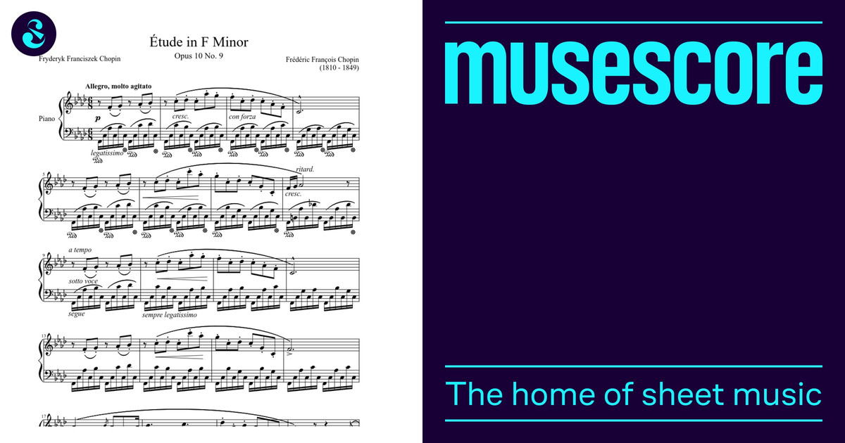 Étude Opus 10 No. 9 in F Minor Sheet Music for Piano (Solo