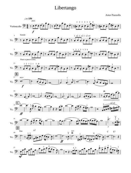 Libertango for cello solo