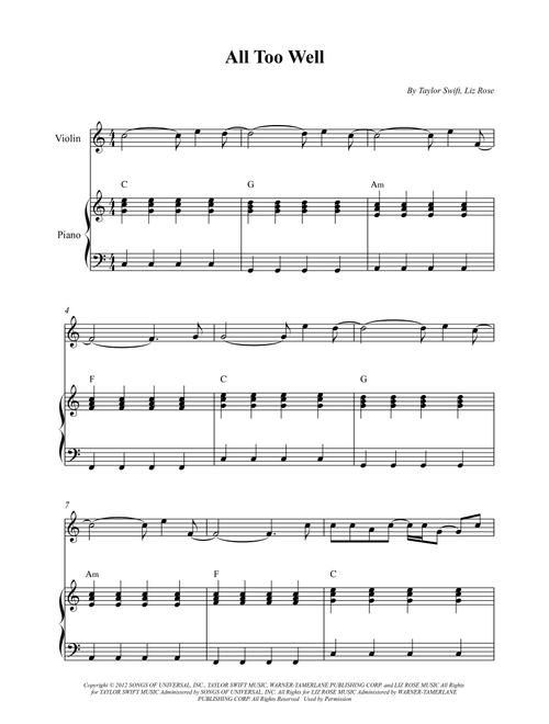 All Too Well (Arr. Wesley S. SIlva) - Taylor Swift (Violin and Piano)