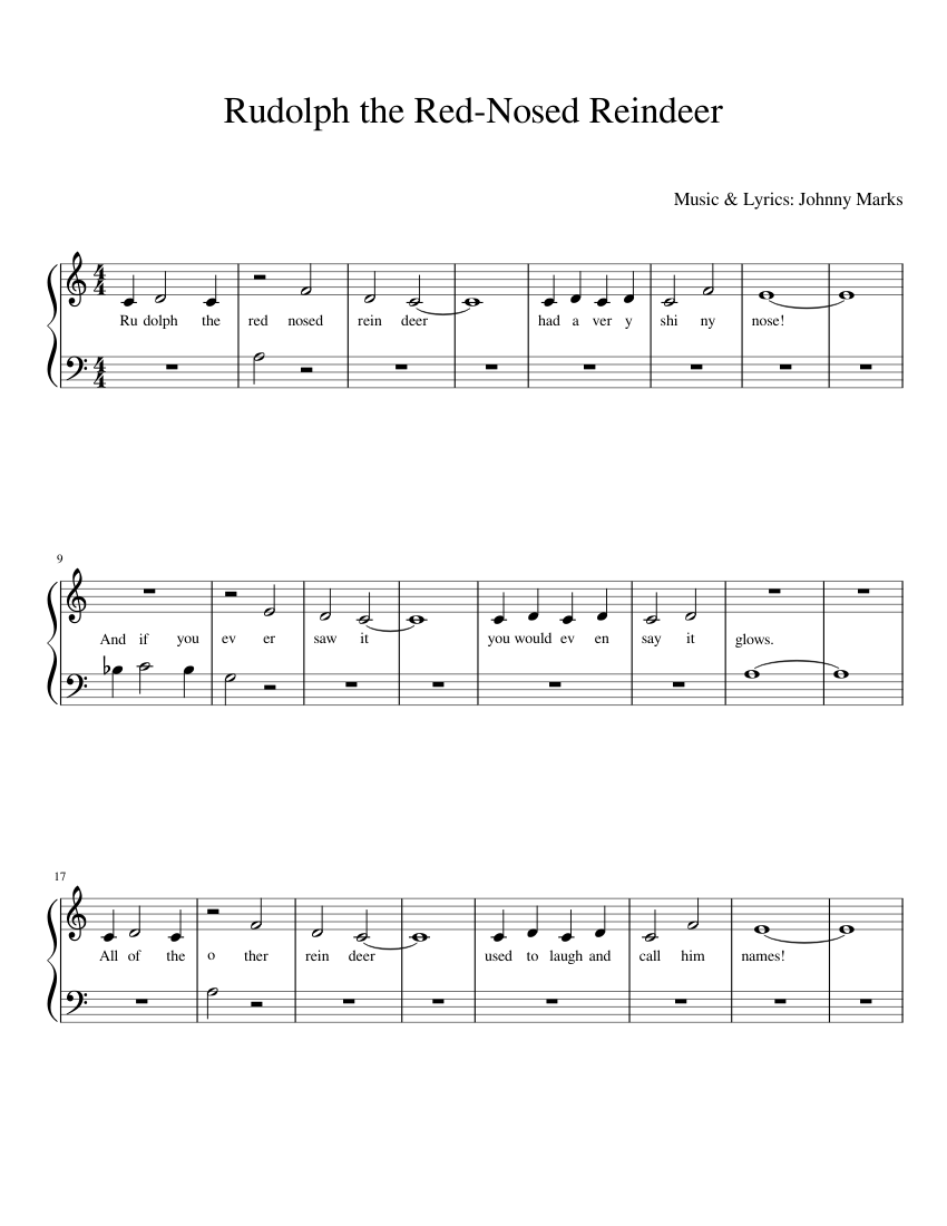 Rudolph the Red Nosed Reindeer Sheet music for Piano (Solo) Easy