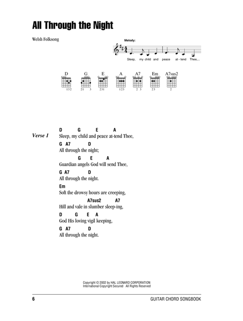 All Through The Night - Welsh Folksong (Guitar Chords-Lyrics)